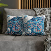 Octopus Blue Vintage Map Art Spun Polyester Square Pillow Case Home Decor