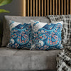 Octopus Blue Vintage Map Art Spun Polyester Square Pillow Case Home Decor