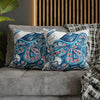 Octopus Blue Vintage Map Art Spun Polyester Square Pillow Case Home Decor