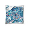 Octopus Blue Vintage Map Art Spun Polyester Square Pillow Case Home Decor