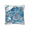 Octopus Blue Vintage Map Art Spun Polyester Square Pillow Case Home Decor