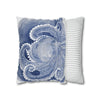 Octopus Blue Watercolor Art Spun Polyester Square Pillow Case Home Decor