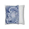 Octopus Blue Watercolor Art Spun Polyester Square Pillow Case Home Decor