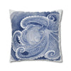 Octopus Blue Watercolor Art Spun Polyester Square Pillow Case Home Decor