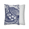 Octopus Blue Watercolor Art Spun Polyester Square Pillow Case Home Decor