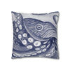 Octopus Blue Watercolor Art Spun Polyester Square Pillow Case Home Decor