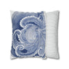 Octopus Blue Watercolor Art Spun Polyester Square Pillow Case Home Decor