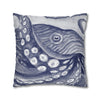 Octopus Blue Watercolor Art Spun Polyester Square Pillow Case Home Decor