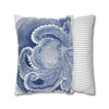 Octopus Blue Watercolor Art Spun Polyester Square Pillow Case Home Decor