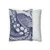 Octopus Blue Watercolor Art Spun Polyester Square Pillow Case Home Decor