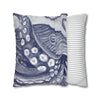 Octopus Blue Watercolor Art Spun Polyester Square Pillow Case Home Decor