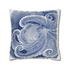 Octopus Blue Watercolor Art Spun Polyester Square Pillow Case Home Decor