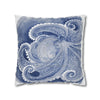 Octopus Blue Watercolor Art Spun Polyester Square Pillow Case Home Decor