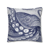 Octopus Blue Watercolor Art Spun Polyester Square Pillow Case Home Decor