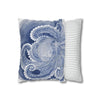 Octopus Blue Watercolor Art Spun Polyester Square Pillow Case Home Decor