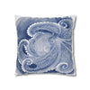 Octopus Blue Watercolor Art Spun Polyester Square Pillow Case Home Decor