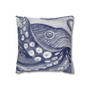 Octopus Blue Watercolor Art Spun Polyester Square Pillow Case Home Decor