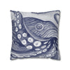 Octopus Blue Watercolor Art Spun Polyester Square Pillow Case Home Decor