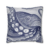 Octopus Blue Watercolor Art Spun Polyester Square Pillow Case Home Decor