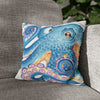 Octopus Blue Watercolor Ink Art Spun Polyester Square Pillow Case 14 × Home Decor
