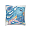 Octopus Blue Watercolor Ink Art Spun Polyester Square Pillow Case Home Decor