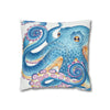 Octopus Blue Watercolor Ink Art Spun Polyester Square Pillow Case Home Decor