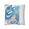 Octopus Blue Watercolor Ink Art Spun Polyester Square Pillow Case Home Decor