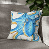 Octopus Blue Watercolor Ink White Art Spun Polyester Square Pillow Case 16 × Home Decor