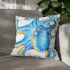Octopus Blue Watercolor Ink White Art Spun Polyester Square Pillow Case 18 × Home Decor