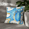 Octopus Blue Watercolor Ink White Art Spun Polyester Square Pillow Case 20 × Home Decor