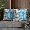 Octopus Blue Watercolor Ink White Art Spun Polyester Square Pillow Case Home Decor