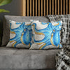 Octopus Blue Watercolor Ink White Art Spun Polyester Square Pillow Case Home Decor