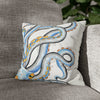 Octopus Blue Yellow Funky Ink Art Spun Polyester Square Pillow Case 14 × Home Decor