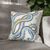 Octopus Blue Yellow Funky Ink Art Spun Polyester Square Pillow Case 16 × Home Decor