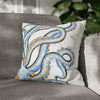 Octopus Blue Yellow Funky Ink Art Spun Polyester Square Pillow Case 18 × Home Decor