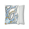 Octopus Blue Yellow Funky Ink Art Spun Polyester Square Pillow Case Home Decor