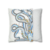 Octopus Blue Yellow Funky Ink Art Spun Polyester Square Pillow Case Home Decor