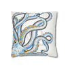 Octopus Blue Yellow Funky Ink Art Spun Polyester Square Pillow Case Home Decor