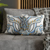 Octopus Blue Yellow Funky Ink Art Spun Polyester Square Pillow Case Home Decor