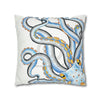 Octopus Blue Yellow Funky Ink Art Spun Polyester Square Pillow Case Home Decor