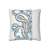 Octopus Blue Yellow Funky Ink Art Spun Polyester Square Pillow Case Home Decor