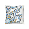 Octopus Blue Yellow Funky Ink Art Spun Polyester Square Pillow Case Home Decor