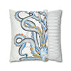 Octopus Blue Yellow Funky Ink Art Spun Polyester Square Pillow Case Home Decor