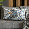 Octopus Blue Yellow Funky Ink Art Spun Polyester Square Pillow Case Home Decor