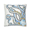 Octopus Blue Yellow Funky Ink Art Spun Polyester Square Pillow Case Home Decor