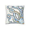 Octopus Blue Yellow Funky Ink Art Spun Polyester Square Pillow Case Home Decor