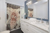 Octopus Brown Taupe Vintage Map Ink Art Shower Curtain Home Decor