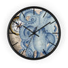 Octopus Compass Vintage Map Nautical Blue Watercolor Art Wall Clock Black / 10 Home Decor
