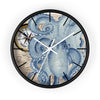 Octopus Compass Vintage Map Nautical Blue Watercolor Art Wall Clock Black / White 10 Home Decor