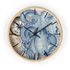 Octopus Compass Vintage Map Nautical Blue Watercolor Art Wall Clock Home Decor
